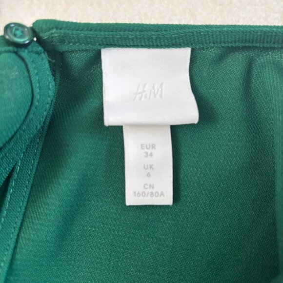 H&M Green Lace Sleeve Shift Dress – Size 2 (US) / EUR 34 / UK 6 - Picture 8 of 11